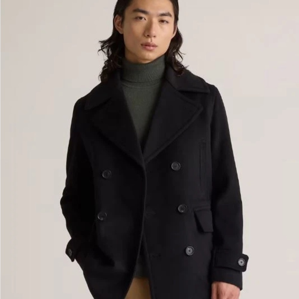 Quince Men's Classic Black Peacoat